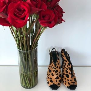Rebecca Minkoff leopard calf hair slingback pump